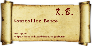 Kosztolicz Bence névjegykártya