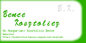 bence kosztolicz business card